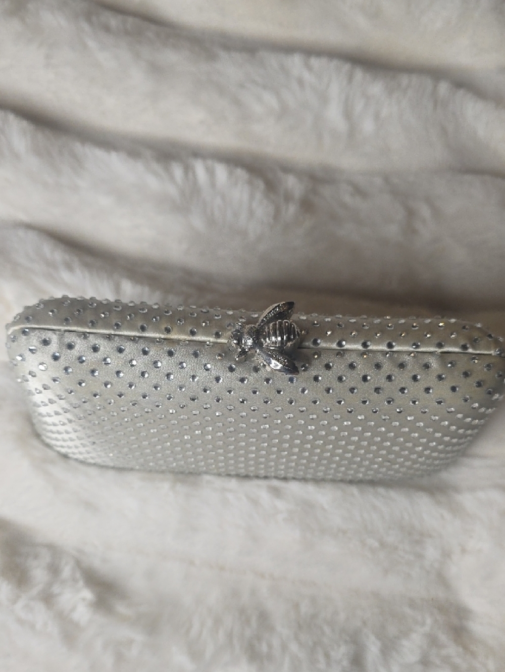 Elegant Silver Crystal-Stud Evening Clutch - Picture 2 of 7